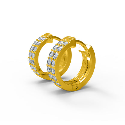 RKC 925 Sterling Silber Clip-On Hoop & Huggies Damen-Ohrring, 14 Karat Gelb, Gesamtgewicht 4,50 GM, Höhe 16,00 mm