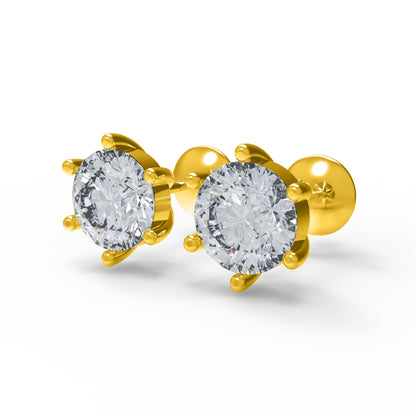 RKC Damen-Solitär-Ohrstecker aus 925er-Sterlingsilber, sechs Zinken, 14 Karat Rose über Produktgewicht: 1,20 GM, Steinhöhe: 3,80 mm