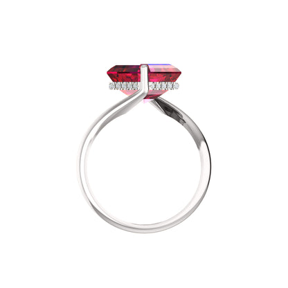 RKC Zircon Squared Beautiful Classic Solitaire Engagement Ring 14k Gold Over Birthday Gift