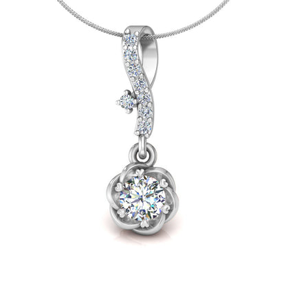 RKC 925 Sterling Silber Blumentropfen 0,35 Karat Moissanit-Anhänger, 14 Karat zweifarbig vergoldet, Gewicht 2,8 g, Höhe 18 mm