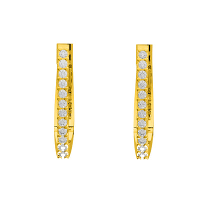 RKC 925 Sterling Silber minimalistischer Clip-on-Ohrring für Damen, 14 Karat Gelb über Produktgewicht 2,65 GM, Höhe 16,00 mm