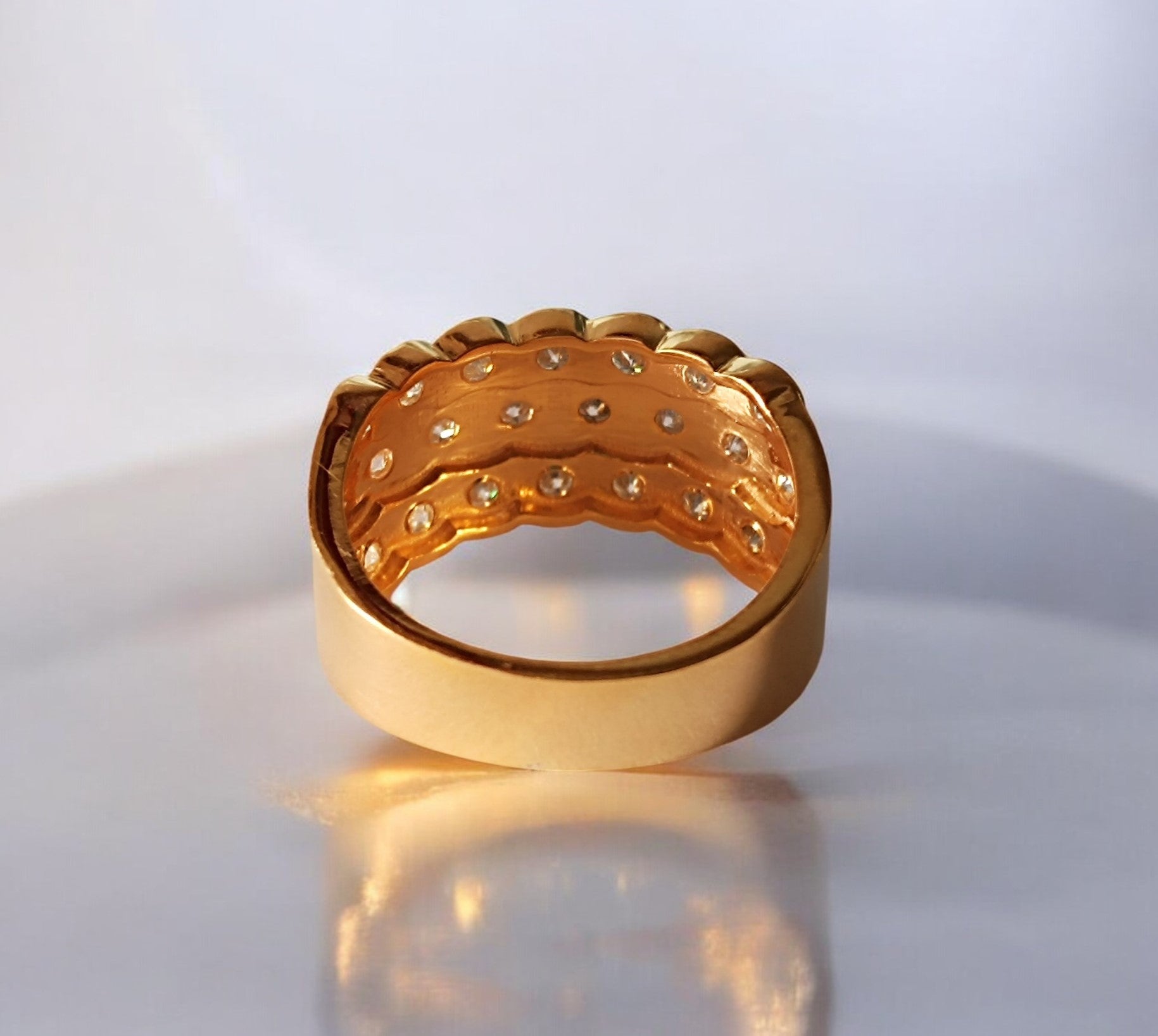 Fede nuziale da uomo rotonda in Moissanite RKC Set di castoni in argento 925 Fascia in oro giallo 14 carati su peso 10 g Larghezza 5,60 mm