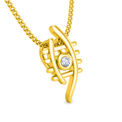 RKC Evil Eye Argento Ciondolo da donna in moissanite da 0,025 CT Finitura in oro giallo 14K Catena libera Peso 2,7 g Altezza 14 mm