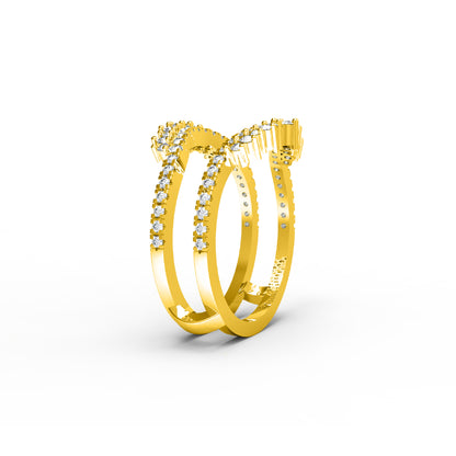 RKC Moissanit Enhancer Guard Ring für Damen, Ehering, 925er Silber, 14 Karat Gelbgold vergoldet, Gewicht 3,80 g, Breite 6 mm