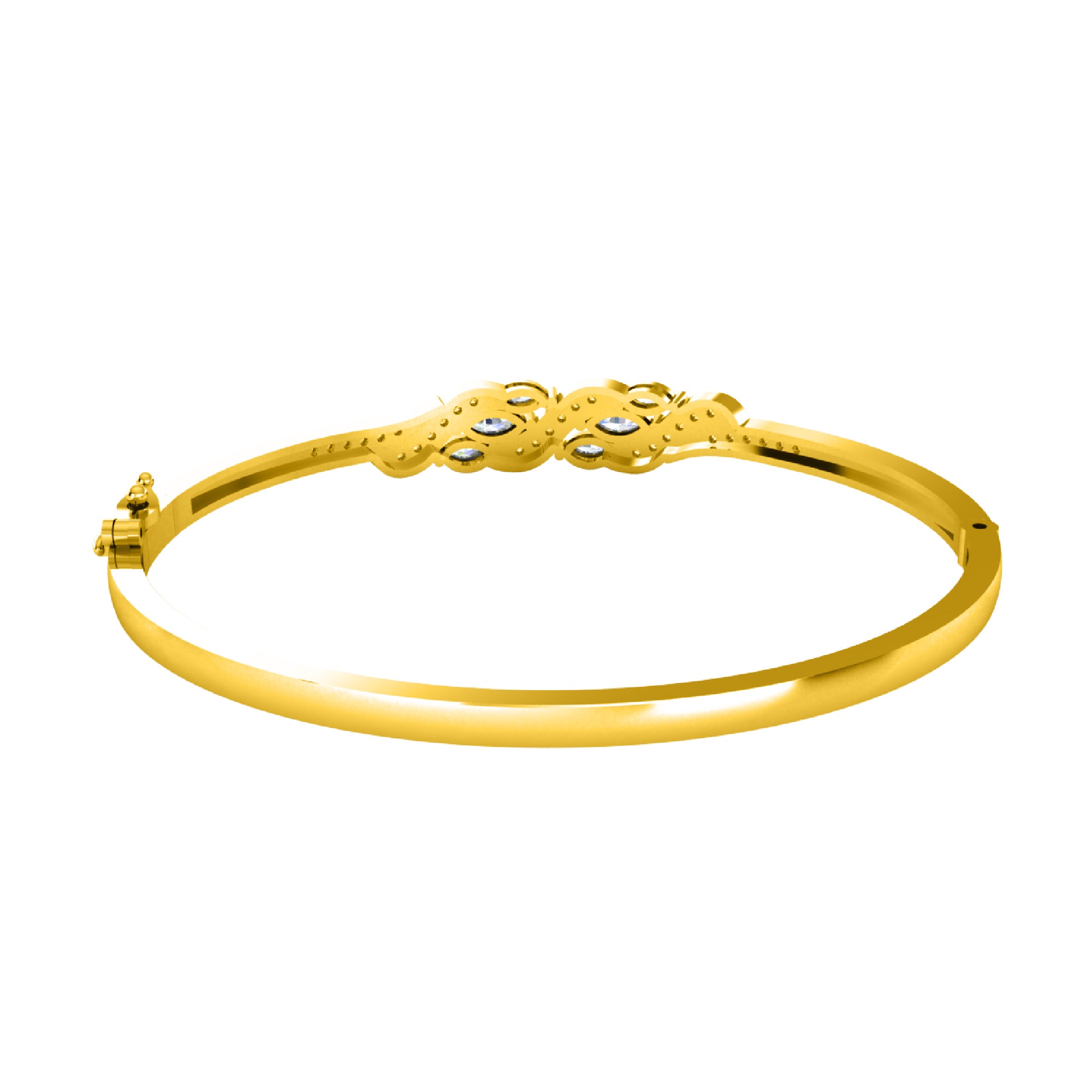 RKC Damen-Armreif aus 925er-Sterlingsilber mit 1,51 Karat Moissanit, 14 Karat Gelbgold vergoldet, Gewicht 11,50 g, Höhe 52,00 mm