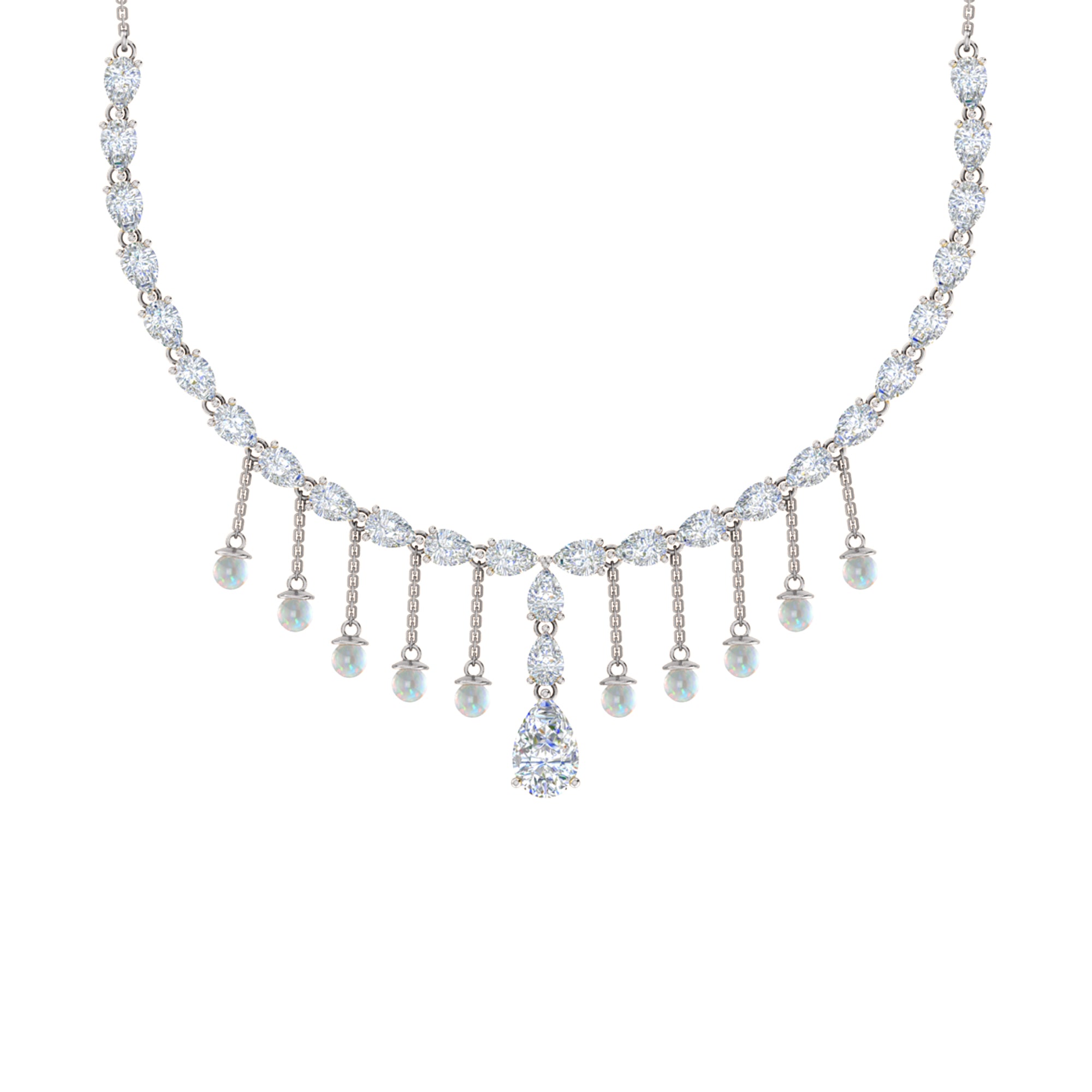 RKC Silver Statement Necklace 24 Carat Cubic Zirconia Necklace For Our Better Half Person Weight- 15gm