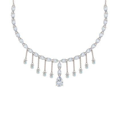 RKC Silver Statement Necklace 24 Carat Cubic Zirconia Necklace For Our Better Half Person Weight- 15gm