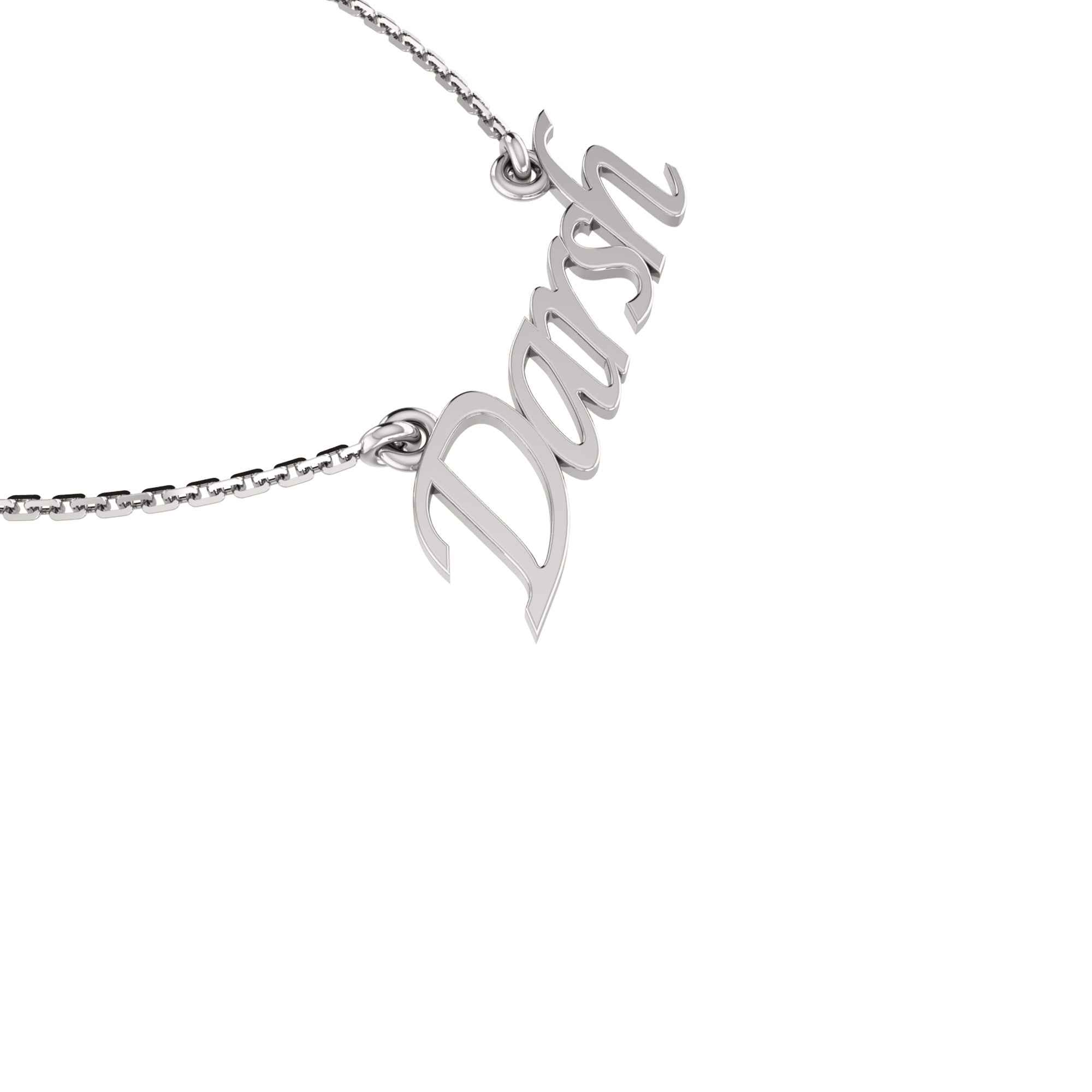 RKC Namensanhänger-Halskette, 925er Silberschmuck, 14 Karat Gelbgold vergoldet, Produktgewicht: 3,25 g, Höhe: 9,45 mm