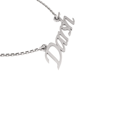 RKC Namensanhänger-Halskette, 925er Silberschmuck, 14 Karat Gelbgold vergoldet, Produktgewicht: 3,25 g, Höhe: 9,45 mm