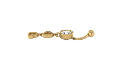 RKC JEWELRY Damen-Bauchnabelschmuck aus 925er Sterlingsilber, 14 Karat Gelbgold vergoldet, Produktgewicht: 1,10 g