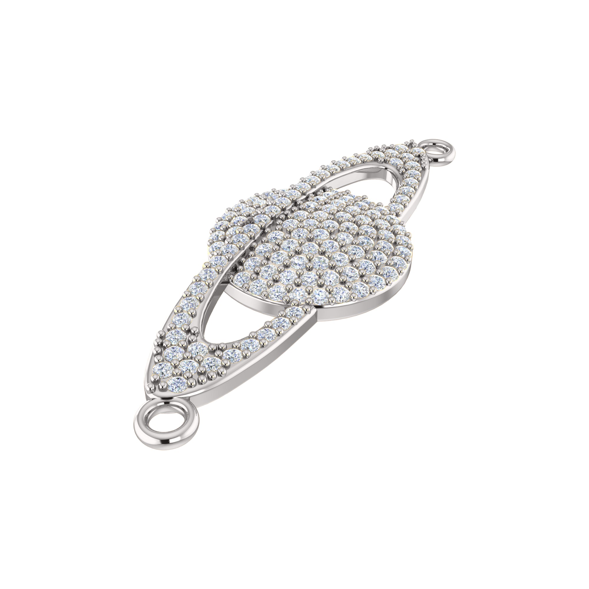Ciondolo Saturno Moissanite RKC da 0,58 ct, gioielli in argento 925, placcato oro rosa 14 carati, peso 4,20 g, altezza 10,50 mm