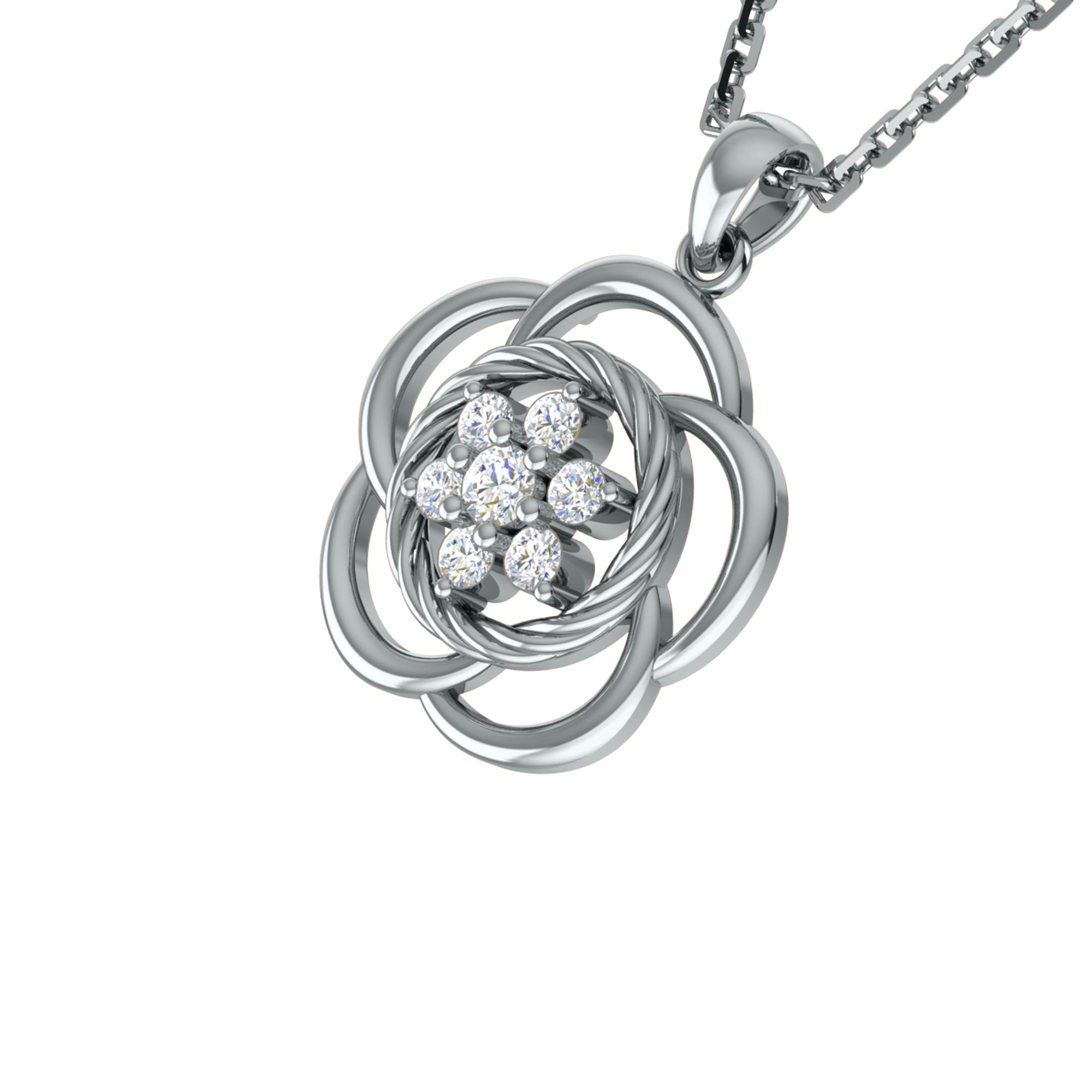 RKC 0,25 CT floraler Moissanit-Anhänger, 925er Silberschmuck, 14 Karat Roségold vergoldet, Gewicht 4,50 g, Höhe 22,00 mm