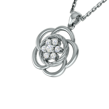 RKC 0,25 CT floraler Moissanit-Anhänger, 925er Silberschmuck, 14 Karat Roségold vergoldet, Gewicht 4,50 g, Höhe 22,00 mm