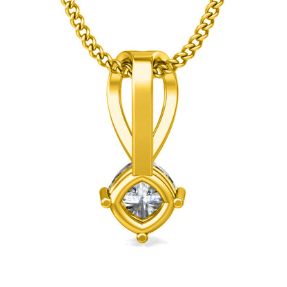 Ciondolo da donna solitario in moissanite da 0,48 ct in argento sterling 925 RKC, finitura in oro rosa 14 carati, peso 2,8 g, altezza 13 mm
