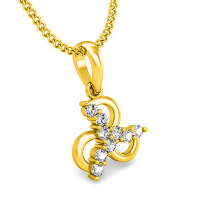 RKC Blumenförmiger 0,09 Karat Moissanit-Jubiläumsgeschenk-Anhänger, 14 Karat Gelbgold vergoldet, Gewicht 2,7 g, Höhe 14,5 mm