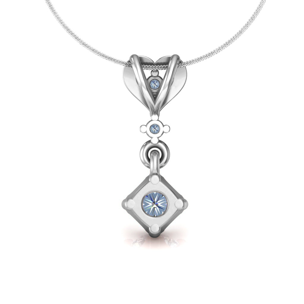 RKC Anello a cuore con pendente in argento con moissanite da 0,40 ct, finitura in oro giallo 14 carati, peso 2,8 g, altezza 15 mm