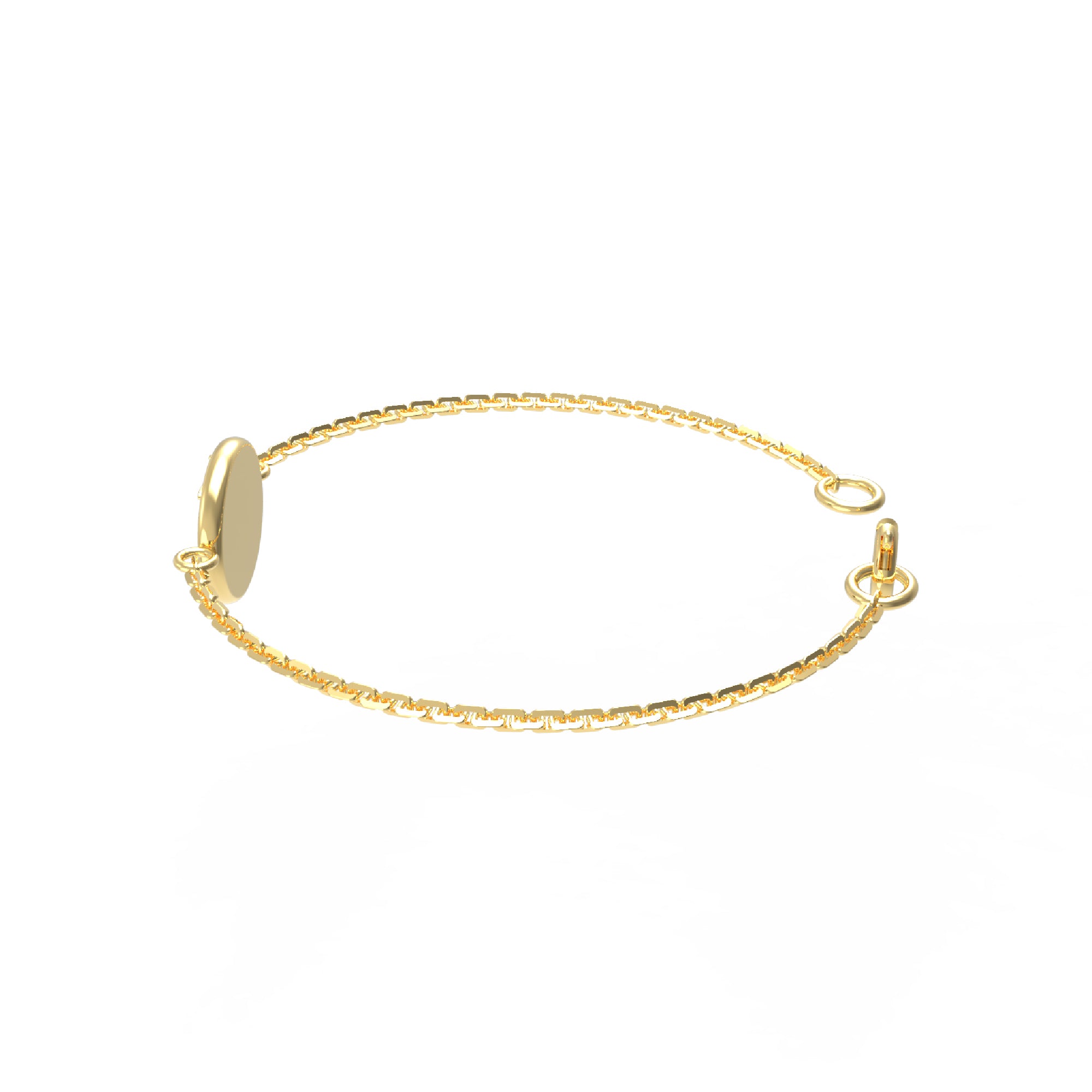 Bracciale iniziale a forma rotonda in argento sterling RKC 925, regalo per lei, placcato in oro giallo 14 carati, peso 3,25 g