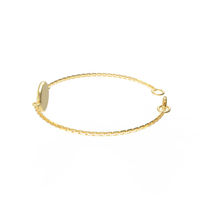 Bracciale iniziale a forma rotonda in argento sterling RKC 925, regalo per lei, placcato in oro giallo 14 carati, peso 3,25 g
