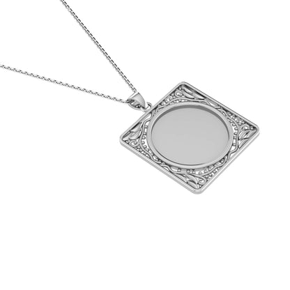 RKC Frame For Photo Personalised Memory Necklace Pendant 14k Gold Plated Silver