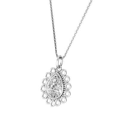 RKC Moissanite/ CZ Golden Pear Shape Pendant with Link Chain 14k Yellow Gold Plated Weight gm