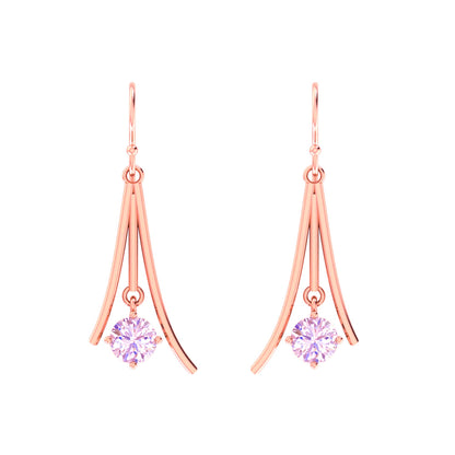 RKC Certified Moissanite Golden Drop Dangle Earrings 925 Sterling Silver Weight- 5gm