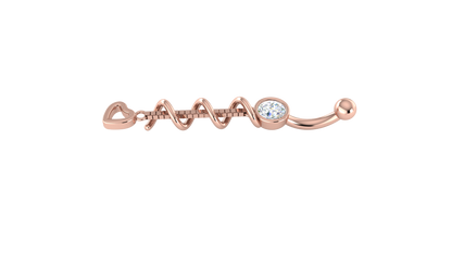 RKC JEWELRY Ombelico da donna in argento sterling 925 placcato in oro giallo 14k Peso 1,50 g Altezza 35,00 mm