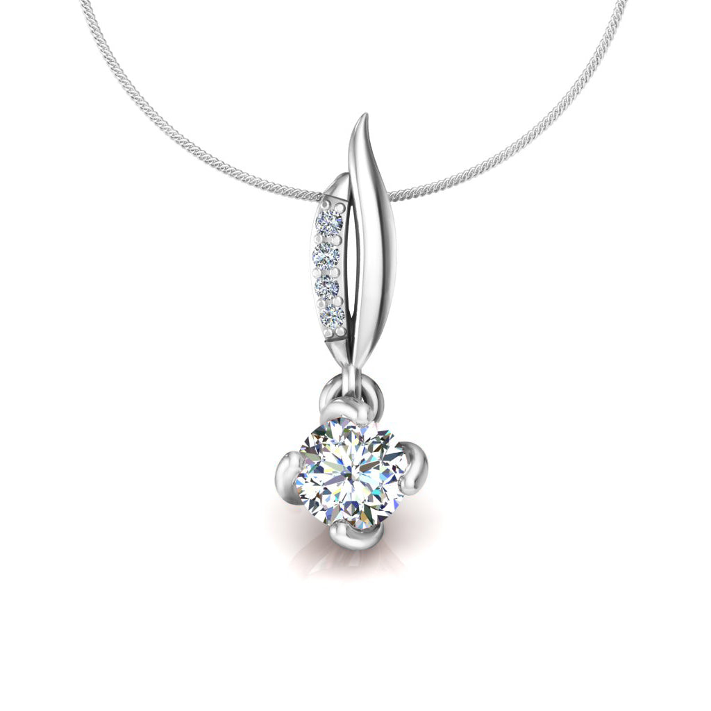 RKC 925 Sterling Silber Solitär-Blumen-Moissanit-Anhänger mit vier Zinken, 14 Karat Weißgold vergoldet