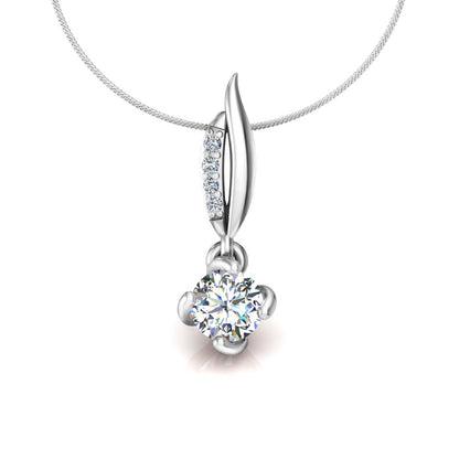 RKC 925 Sterling Silber Solitär-Blumen-Moissanit-Anhänger mit vier Zinken, 14 Karat Weißgold vergoldet