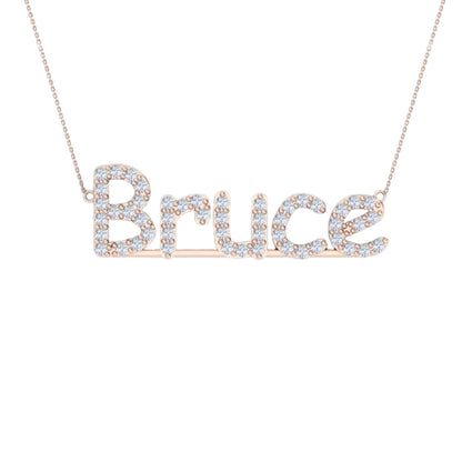 RKC 1 Ct Round Cut Real Moissanite/ Cubic Zirconia Customize Name Pendants 14k Yellow Gold Plated Weight 6 gm
