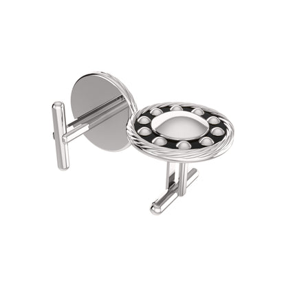 RKC 925 Sterling Silber Emaille-Manschettenknöpfe, 14 Karat Gelbgold vergoldet, Produktgewicht 4,00 g