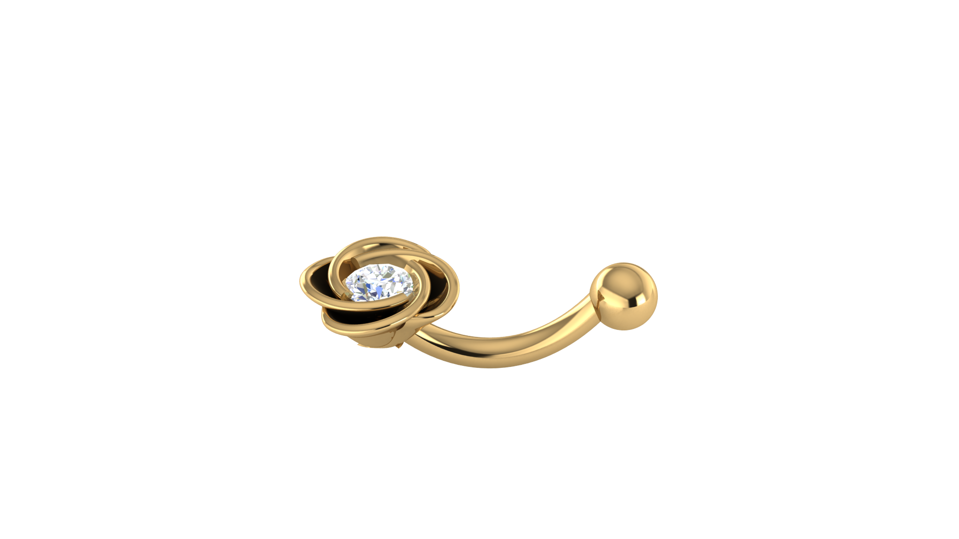 RKC JEWELRY Damen-Bauchnabelschmuck aus 925er Sterlingsilber, 14 Karat Gelbgold vergoldet, Produktgewicht: 1,00 g