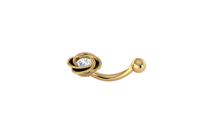 RKC JEWELRY Damen-Bauchnabelschmuck aus 925er Sterlingsilber, 14 Karat Gelbgold vergoldet, Produktgewicht: 1,00 g