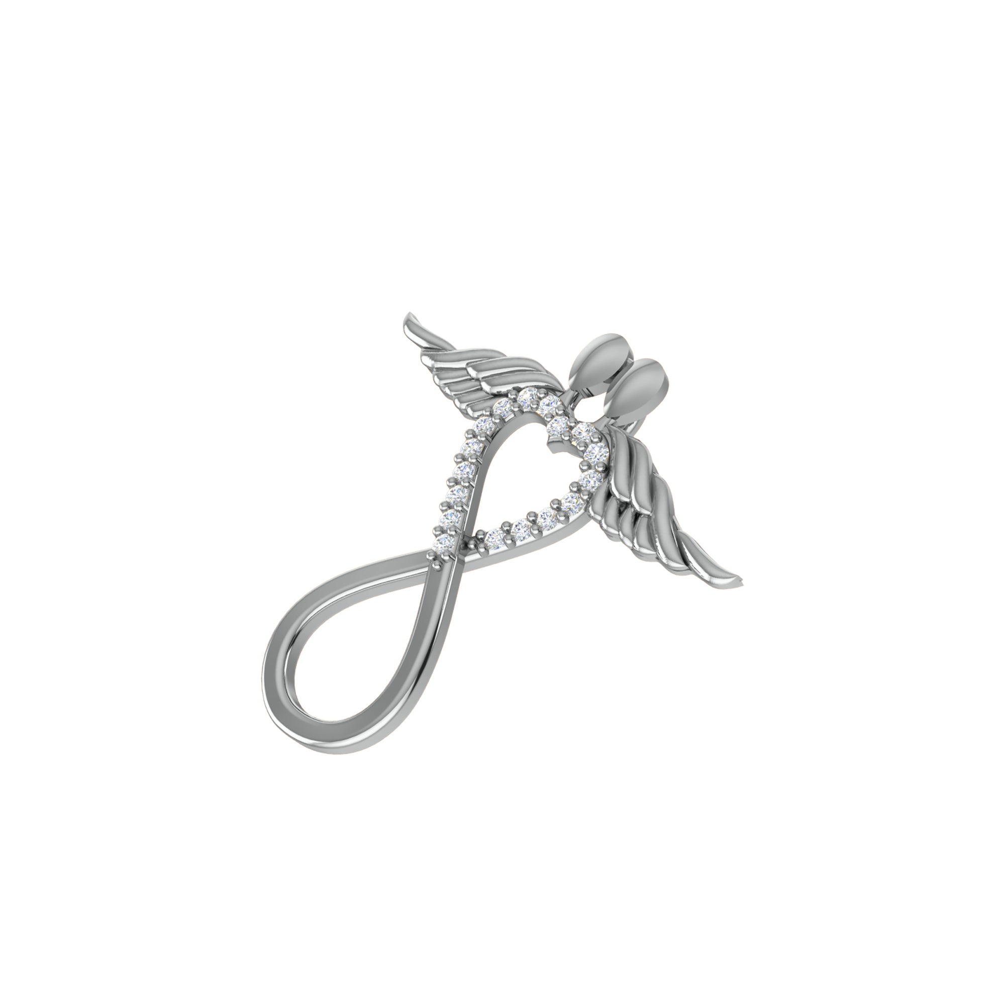 Ciondolo in moissanite con ala infinita da 0,15 ct RKC, gioielli in argento 925, placcato in oro giallo 14 carati, peso 4,20 g, altezza 24,80 mm
