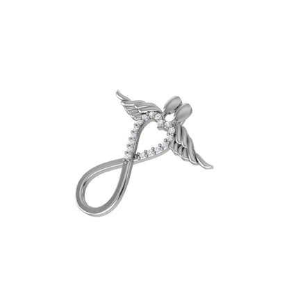 Ciondolo in moissanite con ala infinita da 0,15 ct RKC, gioielli in argento 925, placcato in oro giallo 14 carati, peso 4,20 g, altezza 24,80 mm