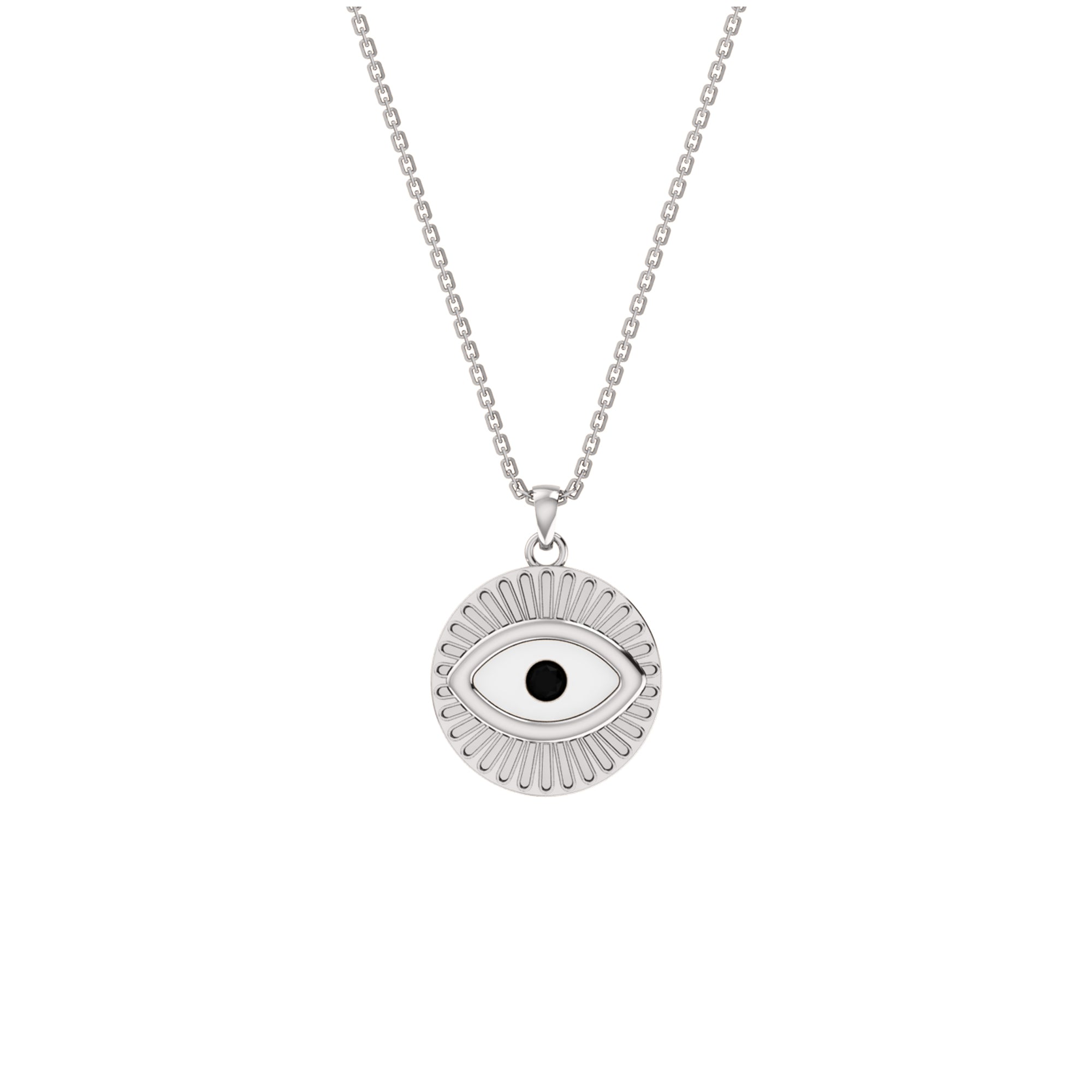 RKC 0,17 CT Emaille Evil Eye Anhänger 925 Silber 14K Gelbgold plattiert, Gewicht 5,80 GM, Höhe 20,00 MM