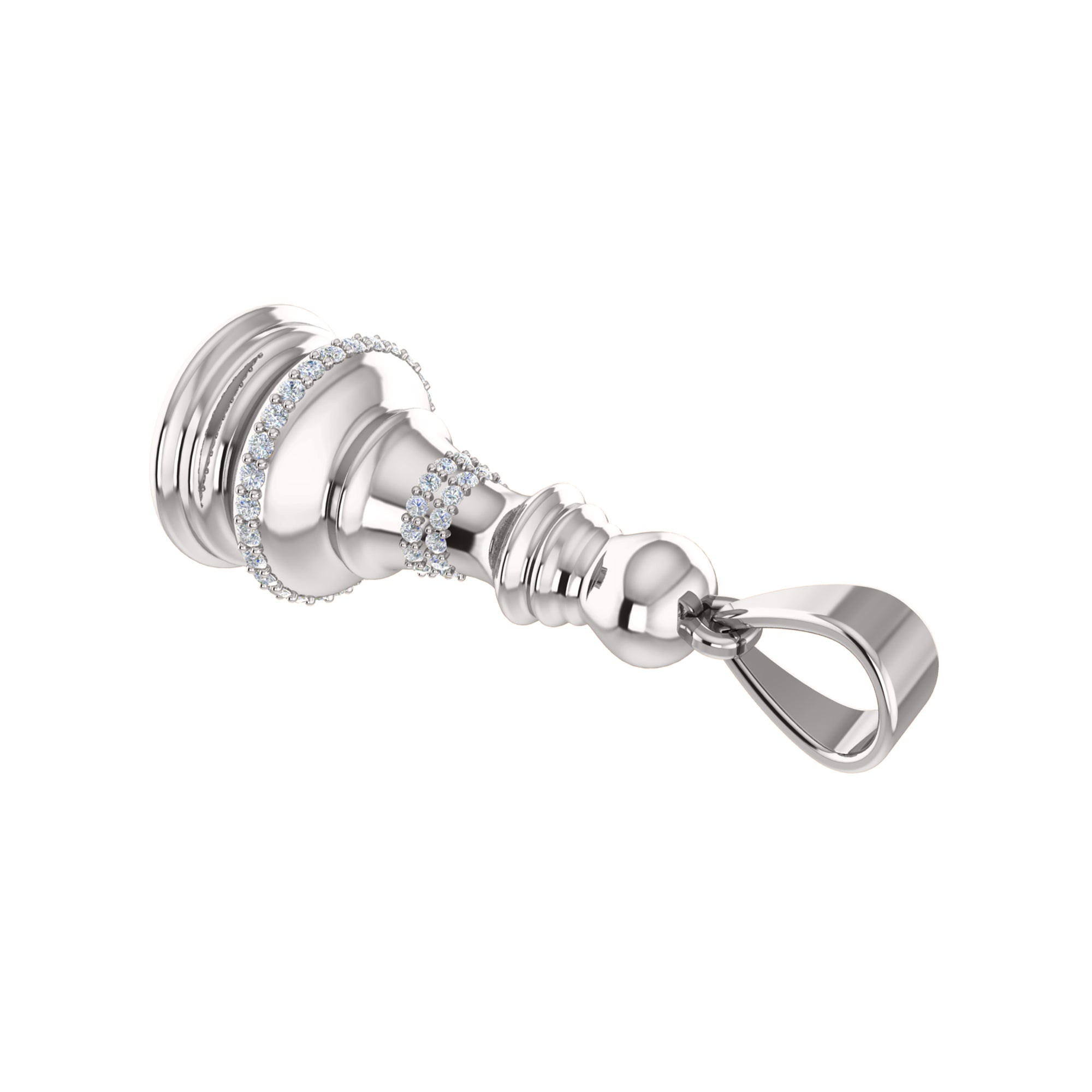 RKC 0,20 ct Moissanit Königin Schachfigur Anhänger 925 Silber Schmuck 14 K Gelbgold vergoldet 5 g 28,00 mm