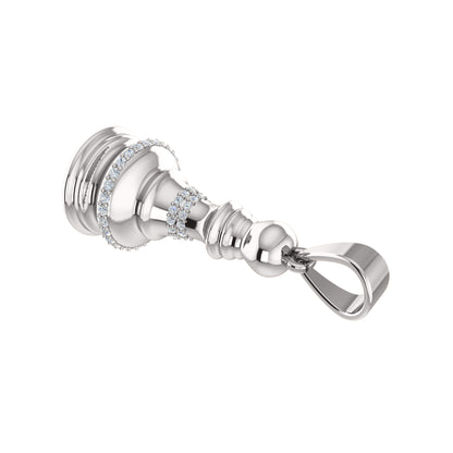 RKC 0,20 ct Moissanit Königin Schachfigur Anhänger 925 Silber Schmuck 14 K Gelbgold vergoldet 5 g 28,00 mm