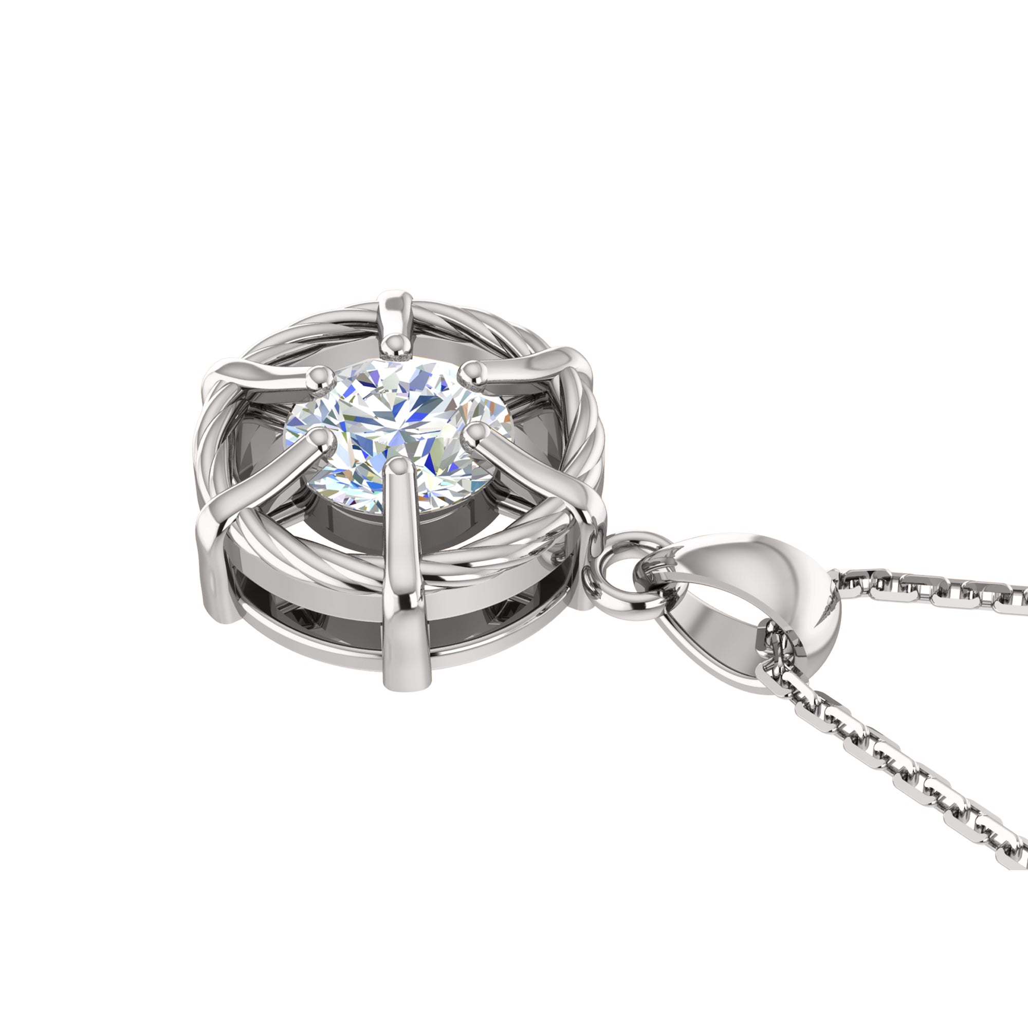 RKC 2,00 Karat Moissanit-Halo-Anhänger, 925er Silberschmuck, 14 Karat Weißgold vergoldet, Gewicht 6,50 g, Höhe 24,40 mm