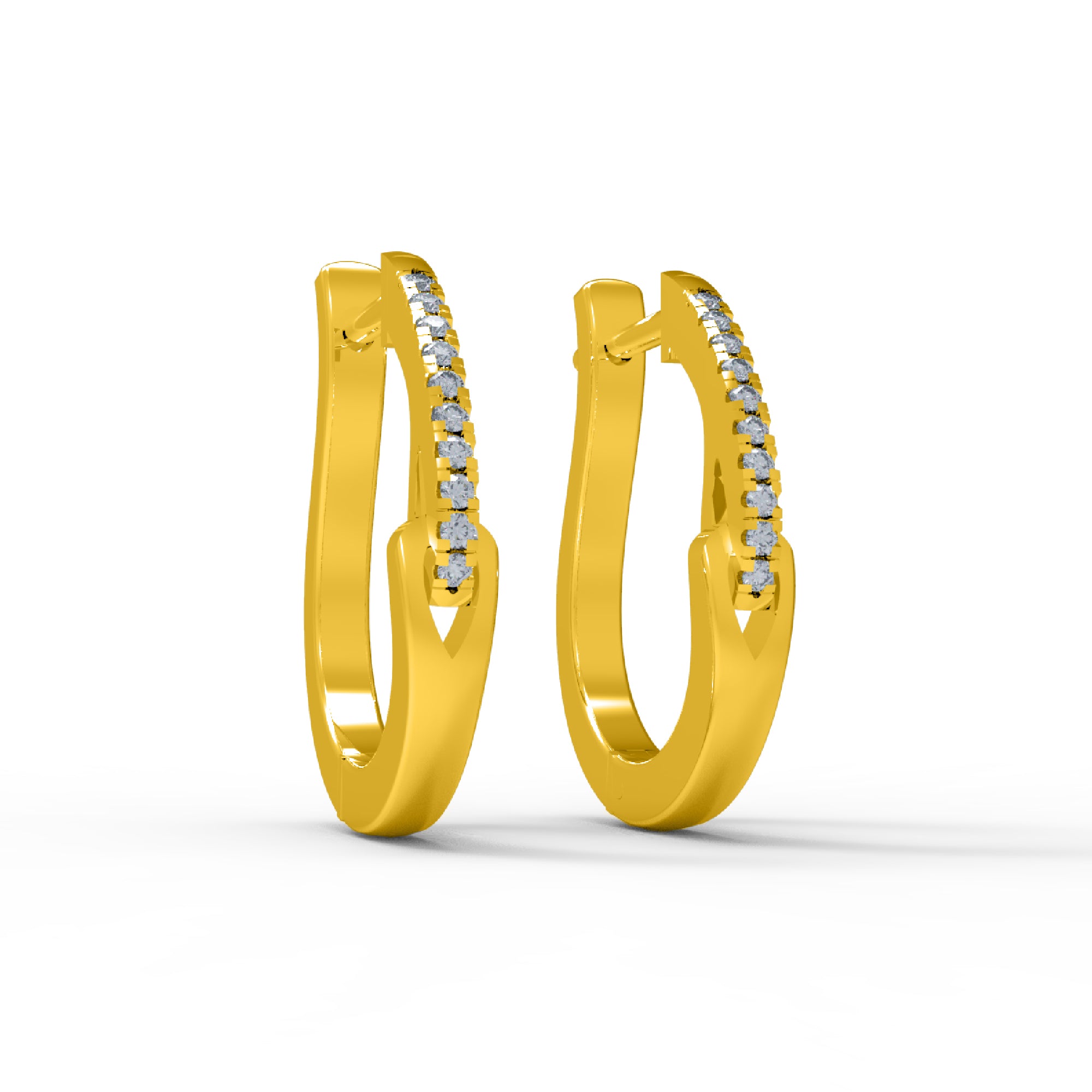 RKC 925 Sterling Silber Creolen-Ohrring für Damen, 14 Karat Gelb, Gesamtgewicht: 3,40 GM, Höhe: 19,00 mm