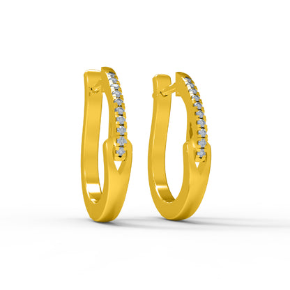 RKC 925 Sterling Silber Creolen-Ohrring für Damen, 14 Karat Gelb, Gesamtgewicht: 3,40 GM, Höhe: 19,00 mm