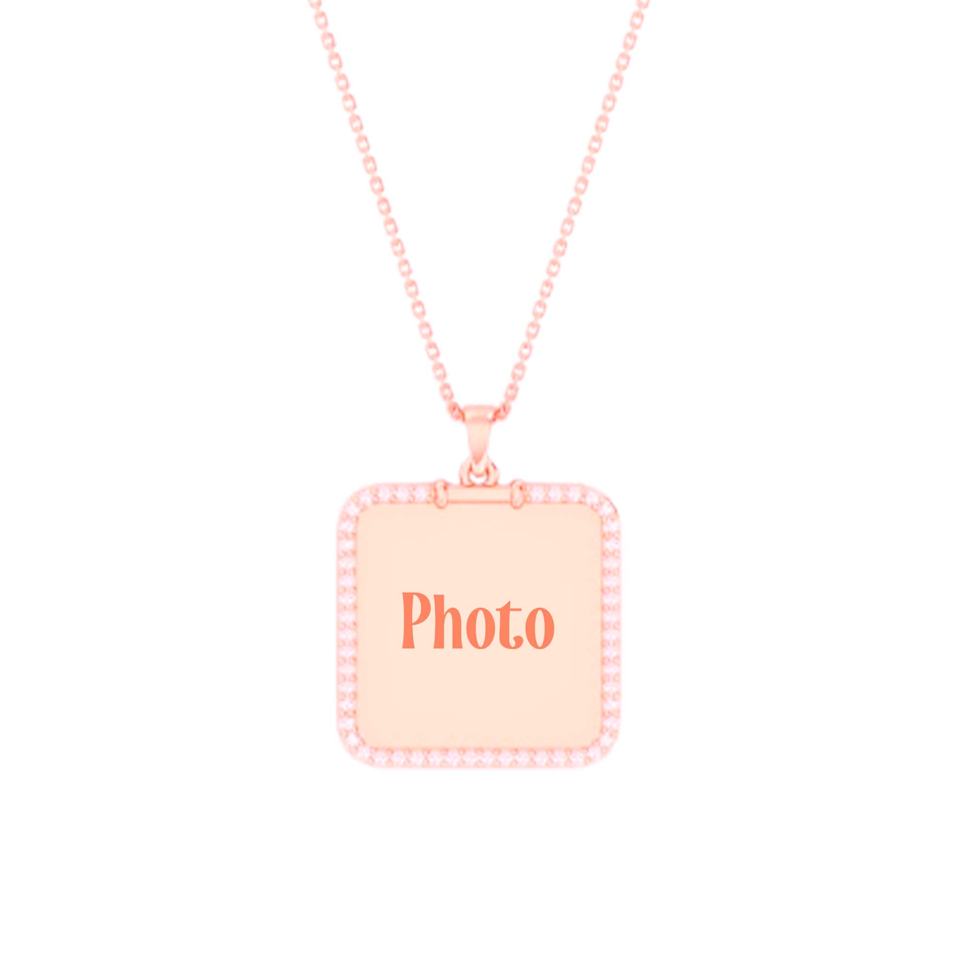 RKC Moissanite Square Shape Photo Locket Memory Pendant 14k Yellow Gold Plated 925 Silver