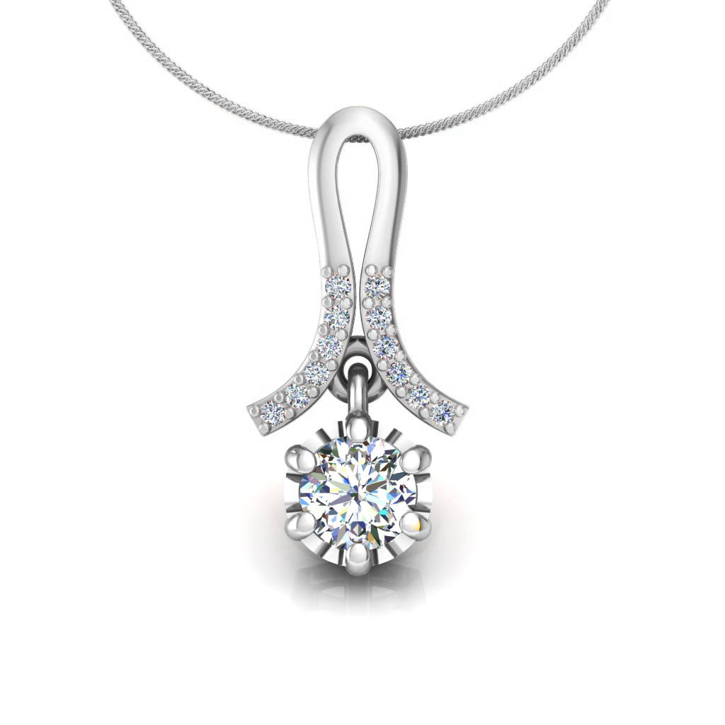Ciondolo in moissanite da donna con goccia in argento sterling 925 RKC da 0,30 CT, per donna, placcato in oro rosa 14 carati, peso 3,1 g, altezza 16 mm