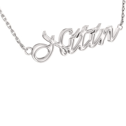 RKC personalisierte Namensanhänger-Halskette, 925er Silberschmuck, 14 Karat Rosévergoldung, Produktgewicht: 3,50 GM, Höhe: 8,00 mm
