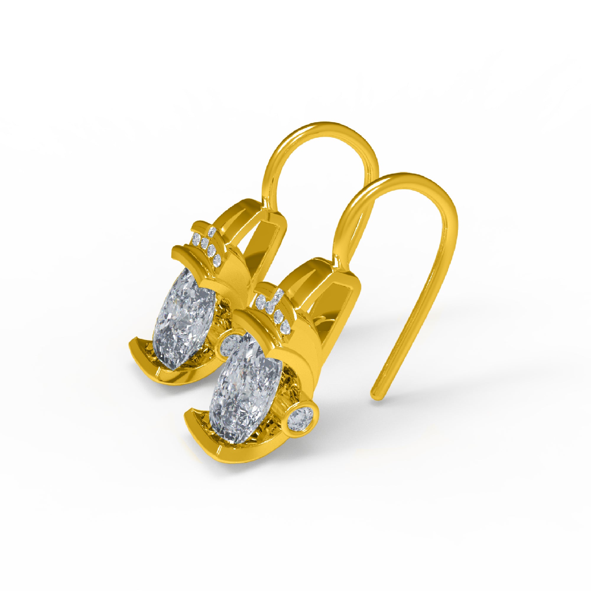 RKC 925 Sterling Silber Creolen-Ohrring für Damen, 14 Karat Gelb, Gesamtgewicht 4,20 GM, Höhe 22,00 mm