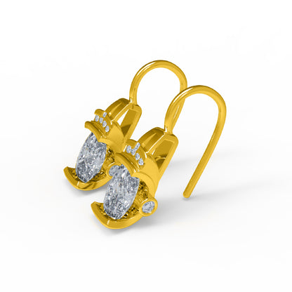 RKC 925 Sterling Silber Creolen-Ohrring für Damen, 14 Karat Gelb, Gesamtgewicht 4,20 GM, Höhe 22,00 mm