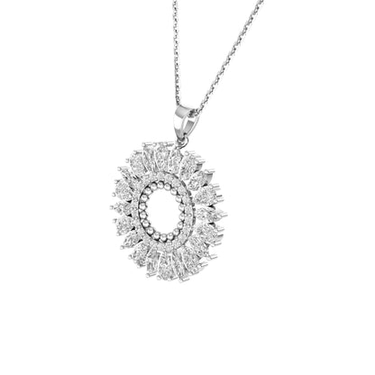 RKC 4.1 Ct Flower Shape Certified Moissanite Pendant Necklace 14k Yellow Gold Plated 925 Silver Weight 4.80 gm