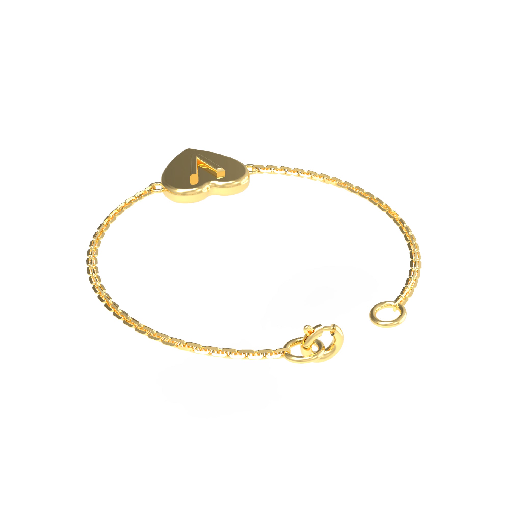 RKC 925 Sterling Silber Initiale Herz „V“ Buchstabenkette 14K Gelbgold vergoldet Produktgewicht 4,00 GM