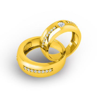 RKC 925 Sterling Silber Moissanit Paar Ringbänder für Sie und Ihn, 14K Weißgold vergoldet, Gewicht 7 g