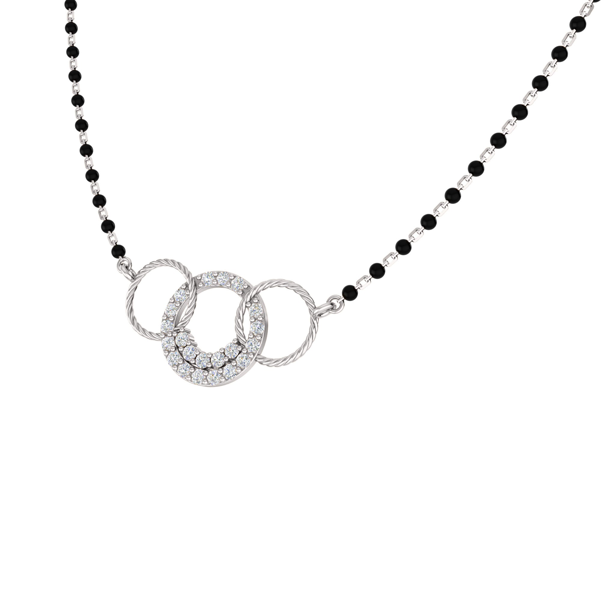 RKC 1,26 Karat Moissanit für Damen, Mangalsutra, 925er Silber, 14 Karat Gelbgold vergoldet, Produktgewicht: 4,50 g, Höhe: 15,50 mm