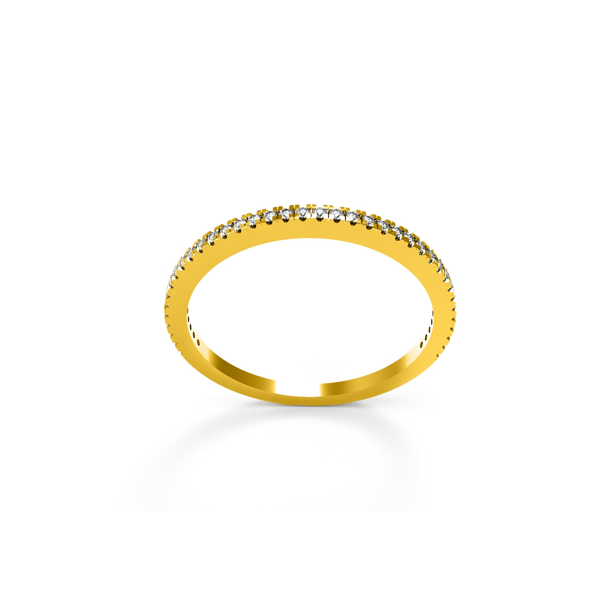 RKC Runder Moissanit-Ring aus 925er-Sterlingsilber, halbe Ewigkeit, stapelbarer Bandring für Damen, 925er-Silber, 14 Karat Roségold vergoldet, Gewicht 1,10 g, Breite 1,30 mm